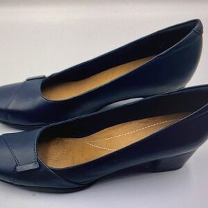 Nina Navy Blue Wedge Shoes